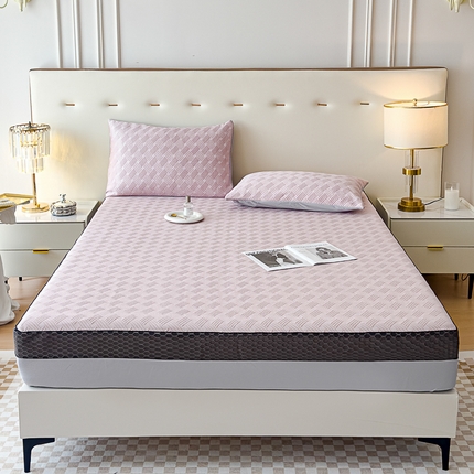 91家纺网 家纺一手货源 找家纺 邦妮家纺 2024新款A类凉感丝床笠凉席床垫30公分内可用 梦幻-粉