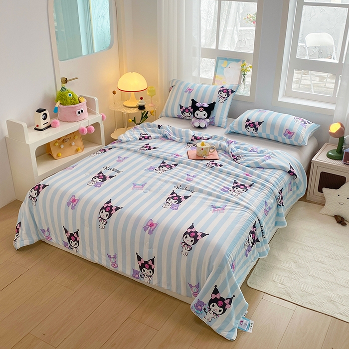 91家纺网 家纺一手货源 找家纺 DS-2025新款儿童卡通三丽鸥正版授权A类针织棉夏被系列 美妆库洛米