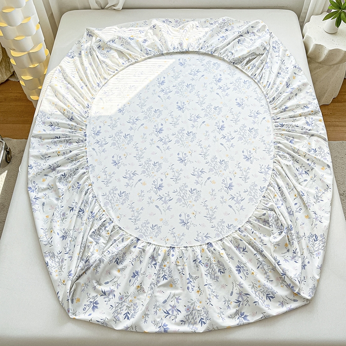 91家纺网 家纺一手货源 找家纺 涵宸家纺 2024新款全棉小清新印花单品套件--单床笠 床笠-云梦泽