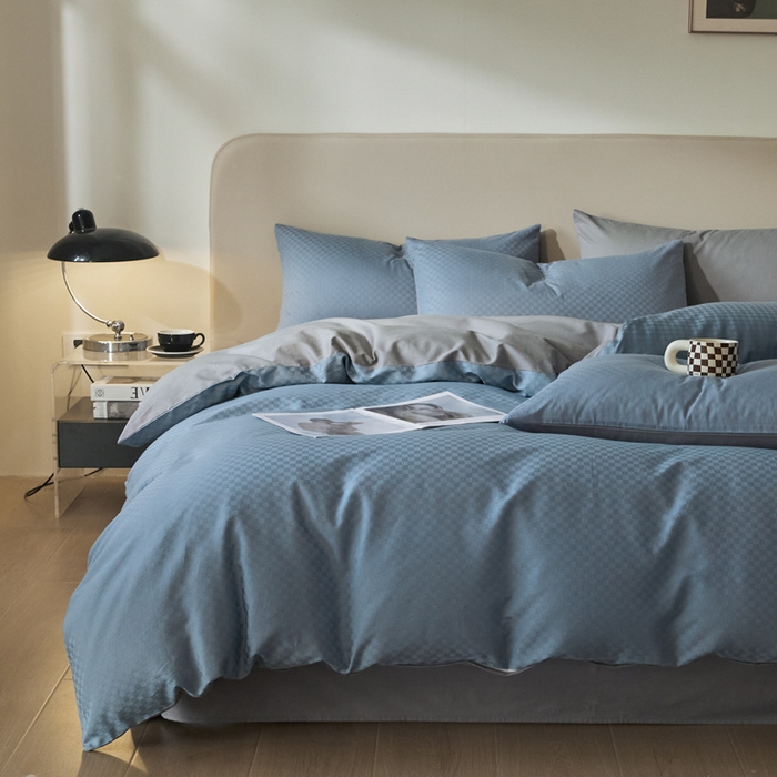 91家纺网 家纺一手货源 找家纺 涵宸家纺 2024新款全棉提花四件套-菲比 菲比-宾利灰