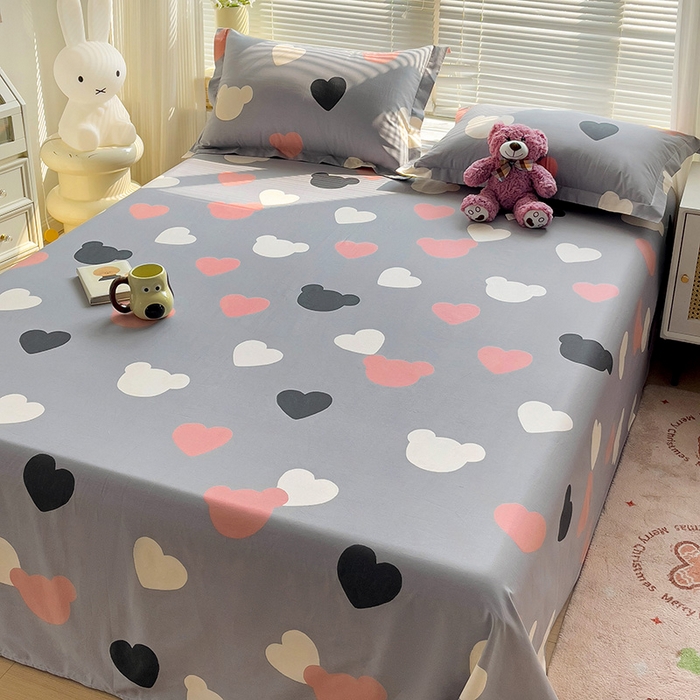 91家纺网 家纺一手货源 找家纺 大柏树 2025新款全棉13376印花四件套系列（可定制）-单床单 小爱恋