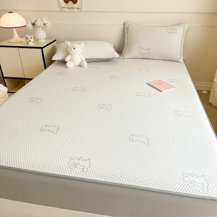 91家纺网 家纺一手货源 找家纺 慕尚家纺 2025新款卡通凉豆豆凉感冰丝席凉席 床笠款-小怪兽