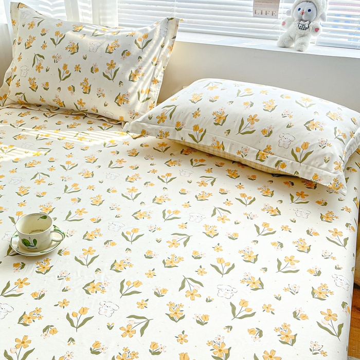 91家纺网 家纺一手货源 找家纺 涵宸家纺 2024新款全棉小清新印花单品套件--单枕套 枕套-菊馨兔