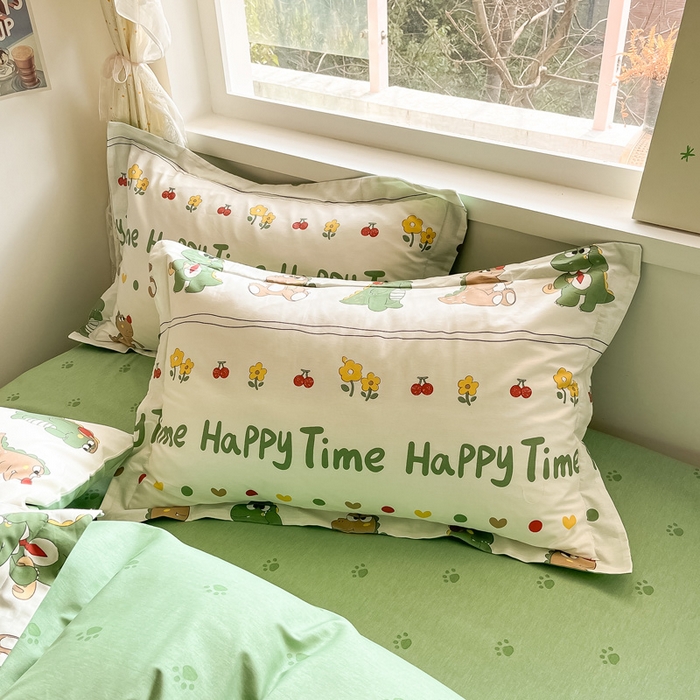 91家纺网 家纺一手货源 找家纺 涵宸家纺 2024新款全棉小清新印花单品套件--单被套 功夫龙仔