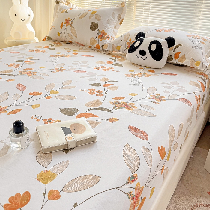 91家纺网 家纺一手货源 找家纺 大柏树 2025新款全棉13376印花四件套系列（可定制）-单床笠 浅花悠悠