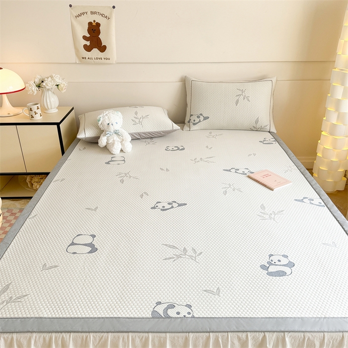 91家纺网 家纺一手货源 找家纺 慕尚家纺 2025新款卡通凉豆豆凉感冰丝席凉席 床席款-小熊猫