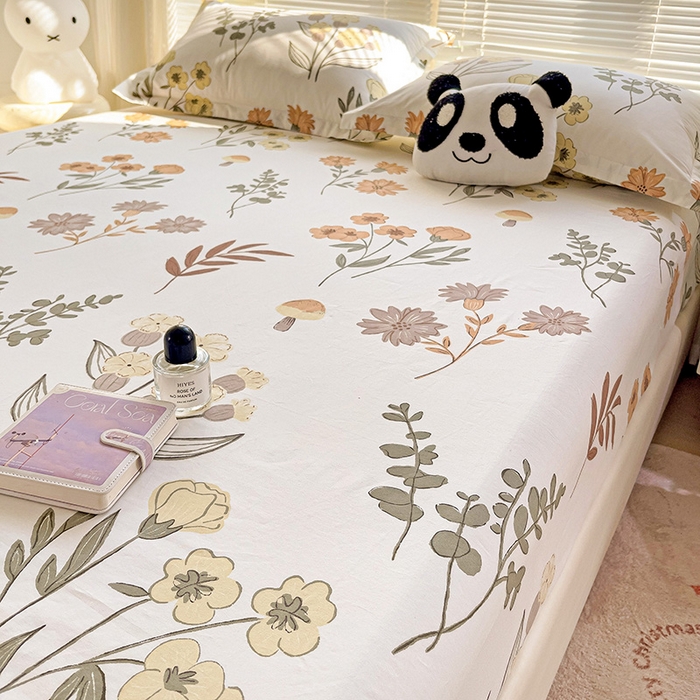 91家纺网 家纺一手货源 找家纺 大柏树 2025新款全棉13376印花四件套系列（可定制）-单床笠 南薇