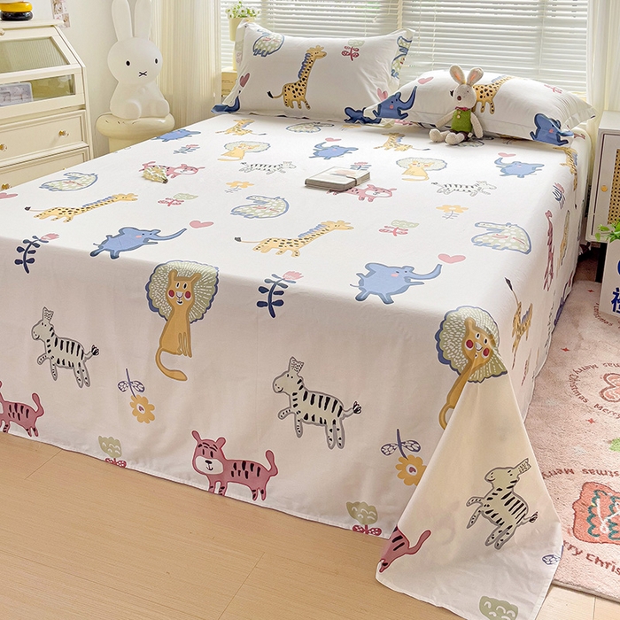 91家纺网 家纺一手货源 找家纺 大柏树 2025新款全棉13376印花四件套系列（可定制）-单床单 爱乐儿