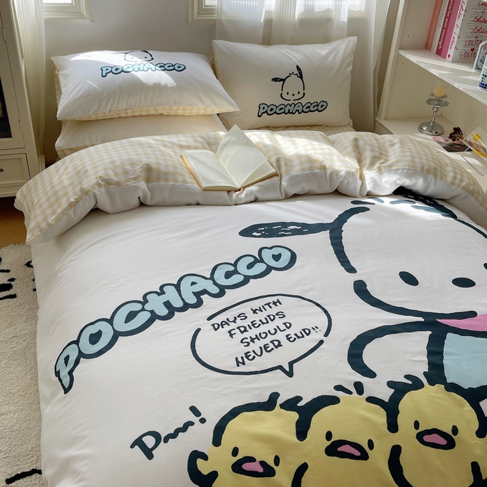 91家纺网 家纺一手货源 找家纺 星座 2025大版全棉三丽鸥四件套 伙伴帕恰狗