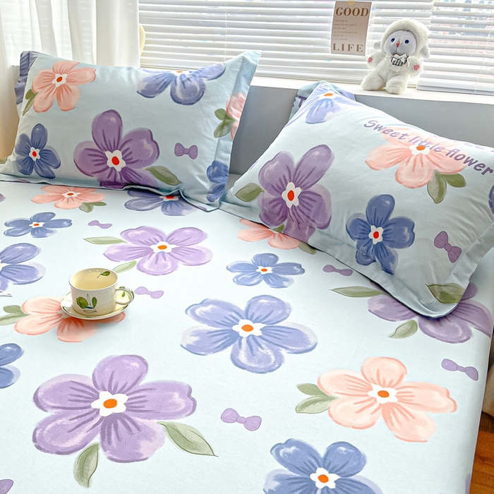 91家纺网 家纺一手货源 找家纺 涵宸家纺 2024新款全棉小清新印花单品套件--单枕套 枕套-花季