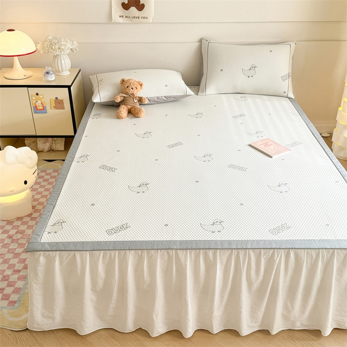 91家纺网 家纺一手货源 找家纺 慕尚家纺 2025新款卡通凉豆豆凉感冰丝席凉席 床席款-小鸭