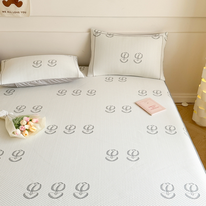 91家纺网 家纺一手货源 找家纺 慕尚家纺 2025新款卡通凉豆豆凉感冰丝席凉席 床笠款-芬芳