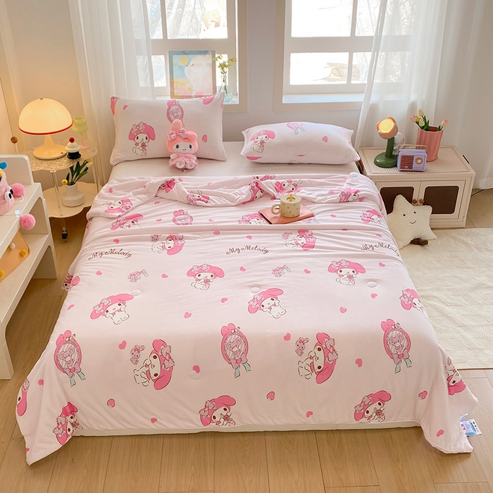 91家纺网 家纺一手货源 找家纺 DS-2025新款儿童卡通三丽鸥正版授权A类针织棉夏被系列 甜甜美乐蒂