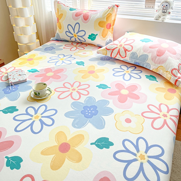 91家纺网 家纺一手货源 找家纺 涵宸家纺 2024新款全棉小清新印花单品套件--单床笠 床笠-爱恋