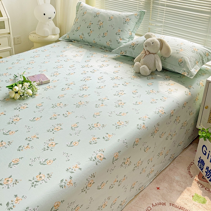 91家纺网 家纺一手货源 找家纺 大柏树 2025新款全棉13376印花四件套系列（可定制）-单床单 浅沫