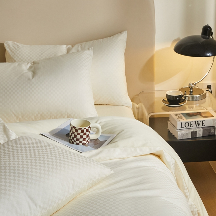 91家纺网 家纺一手货源 找家纺 涵宸家纺 2024新款全棉提花四件套-菲比 菲比-珍珠白