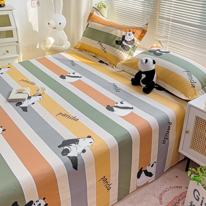 91家纺网 家纺一手货源 找家纺 大柏树 2025新款全棉13376印花四件套系列（可定制）-单床单 功夫熊