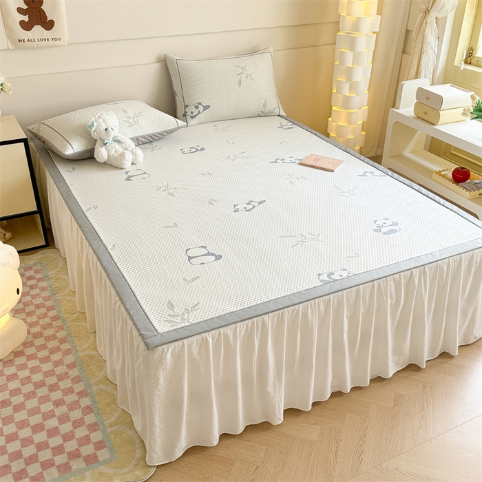 91家纺网 家纺一手货源 找家纺 慕尚家纺 2025新款卡通凉豆豆凉感冰丝席凉席 床席款-小熊猫