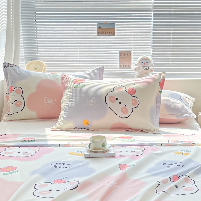 91家纺网 家纺一手货源 找家纺 涵宸家纺 2024新款全棉小清新印花单品套件--单枕套 枕套-萌萌彩