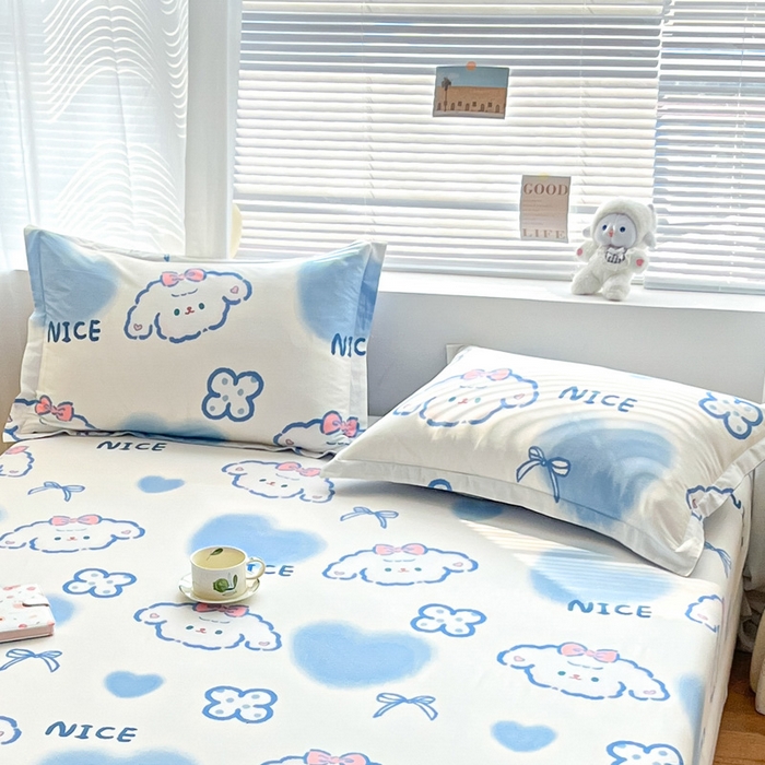 91家纺网 家纺一手货源 找家纺 涵宸家纺 2024新款全棉小清新印花单品套件--单枕套 枕套-玉桂兔