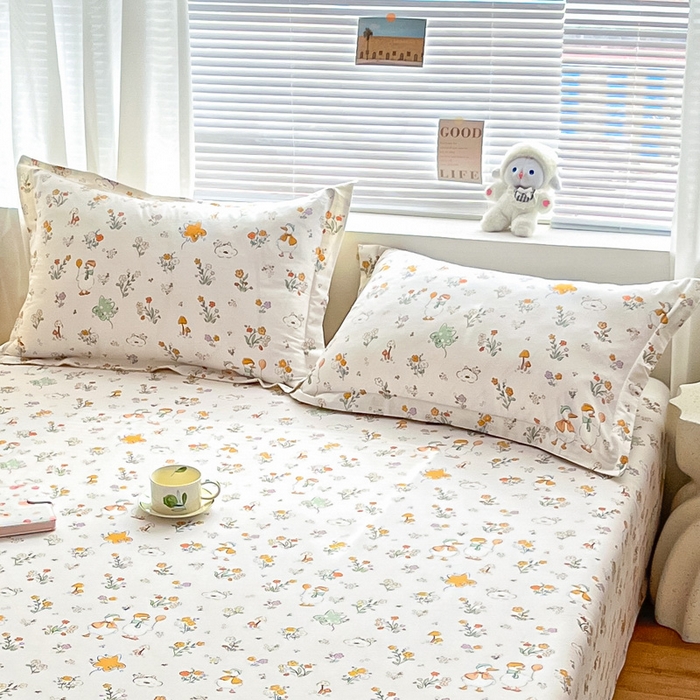 91家纺网 家纺一手货源 找家纺 涵宸家纺 2024新款全棉小清新印花单品套件--单枕套 枕套-开心鸭