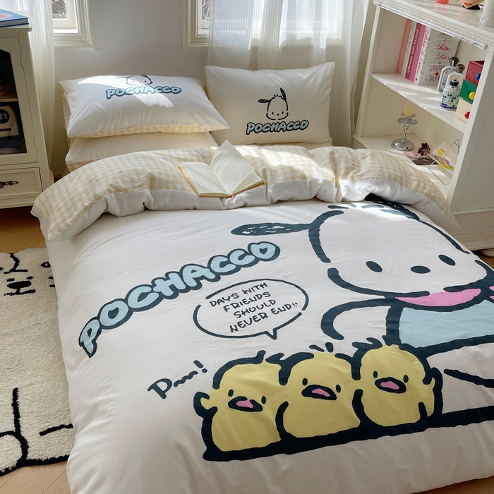 91家纺网 家纺一手货源 找家纺 星座 2025大版全棉三丽鸥四件套 伙伴帕恰狗