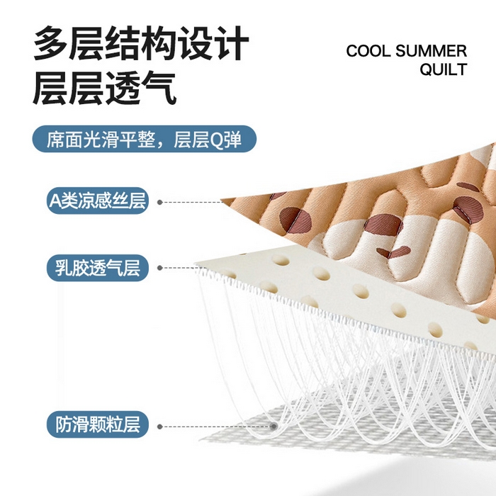 91家纺网 家纺一手货源 找家纺 布卢姆床垫 2025新款A类凉感丝数码印花小版乳胶凉席5mm 字母小熊