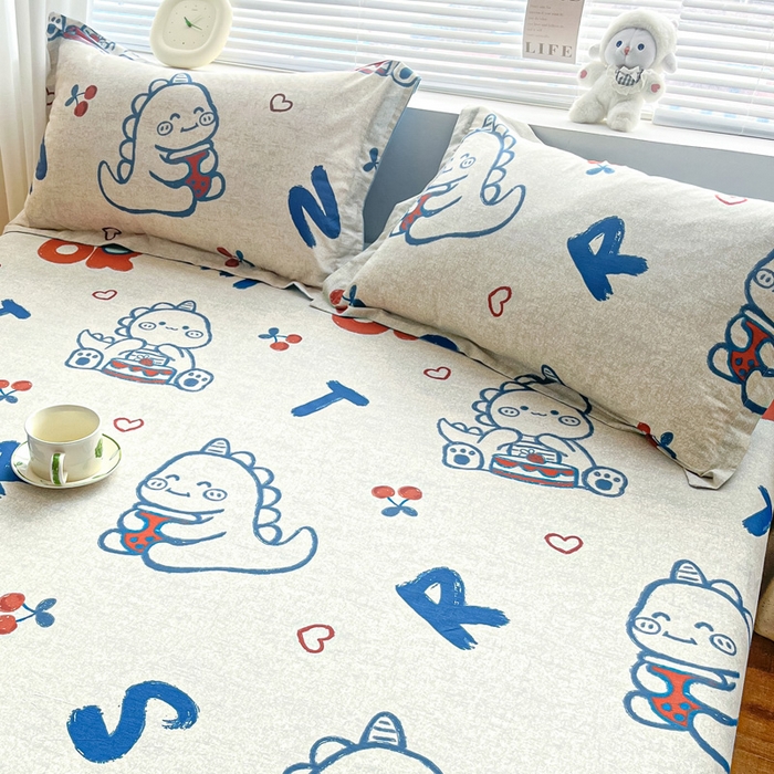 91家纺网 家纺一手货源 找家纺 涵宸家纺 2024新款全棉小清新印花单品套件--单枕套 枕套-皮皮龙