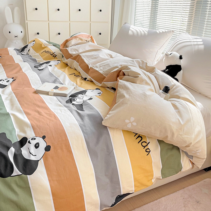 91家纺网 家纺一手货源 找家纺 大柏树 2025新款全棉13376印花四件套系列（可定制）-单被套 功夫熊