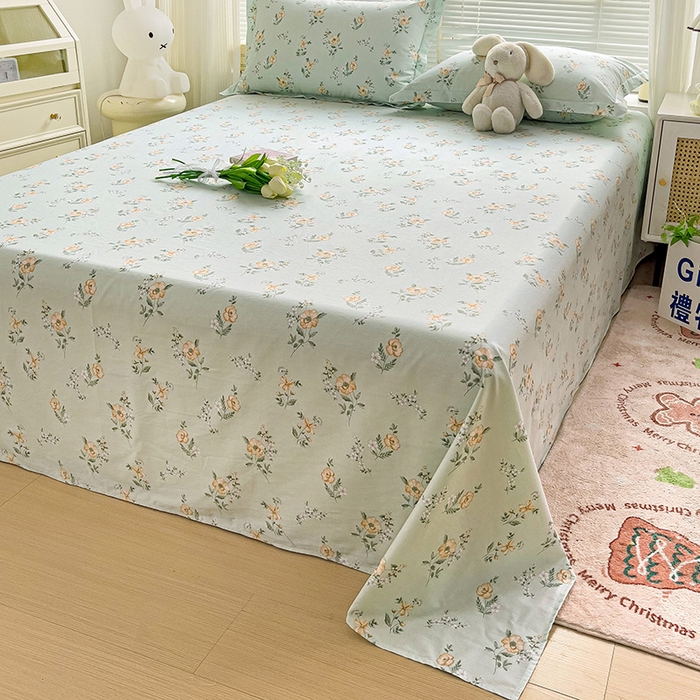 91家纺网 家纺一手货源 找家纺 大柏树 2025新款全棉13376印花四件套系列（可定制）-单床单 浅沫