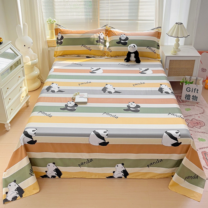 91家纺网 家纺一手货源 找家纺 大柏树 2025新款全棉13376印花四件套系列（可定制）-单床单 功夫熊