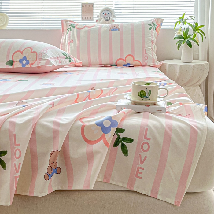 91家纺网 家纺一手货源 找家纺 涵宸家纺 2024新款全棉小清新印花单品套件--单床单 床单-弗洛斯