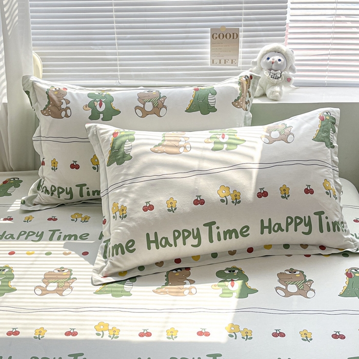 91家纺网 家纺一手货源 找家纺 涵宸家纺 2024新款全棉小清新印花单品套件--单枕套 枕套-功夫龙仔