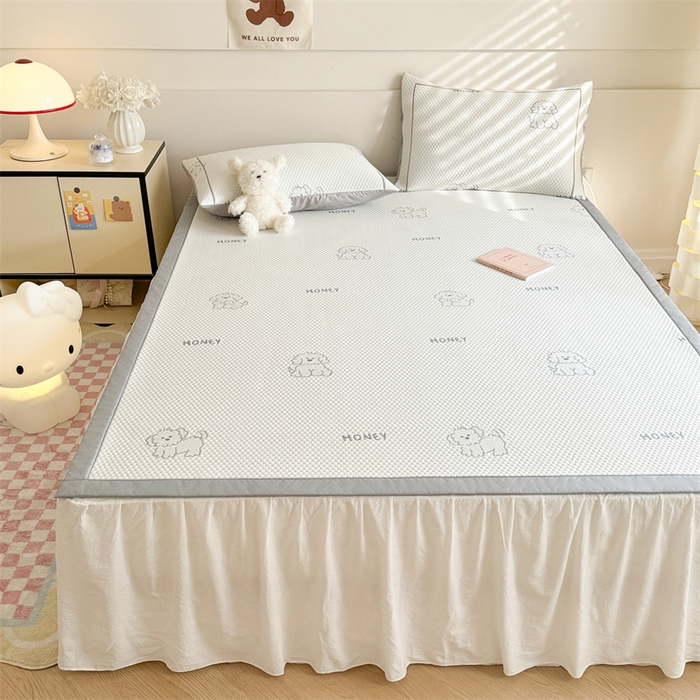 91家纺网 家纺一手货源 找家纺 慕尚家纺 2025新款卡通凉豆豆凉感冰丝席凉席 床席款-小狗