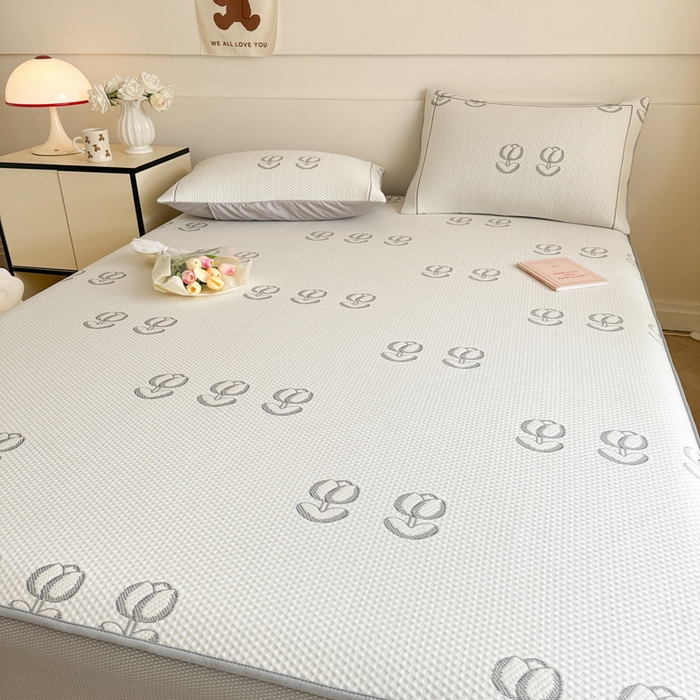 91家纺网 家纺一手货源 找家纺 慕尚家纺 2025新款卡通凉豆豆凉感冰丝席凉席 床笠款-芬芳