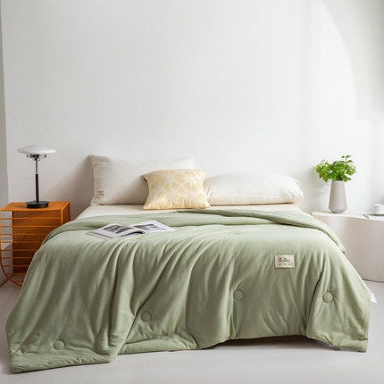 91家纺网 家纺一手货源 找家纺 慕尚家纺 2025新款针织棉华夫格夏被 华夫格 湖绿