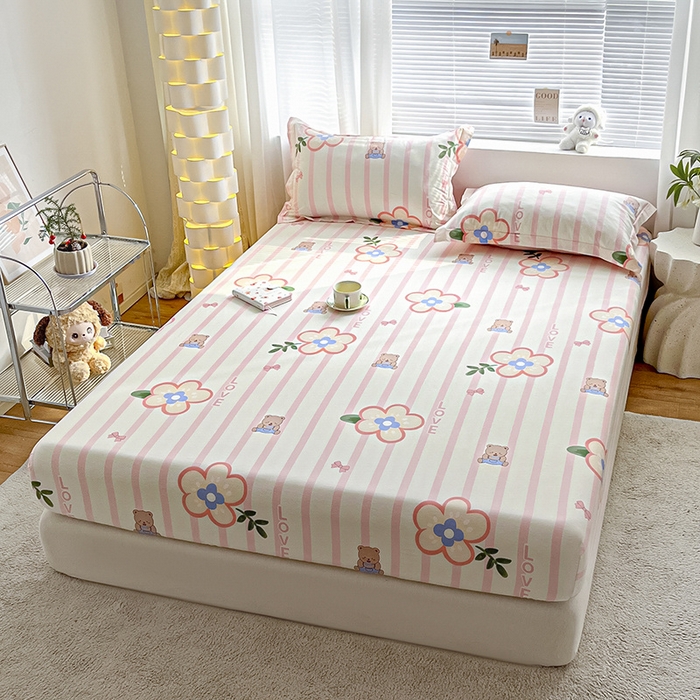 91家纺网 家纺一手货源 找家纺 涵宸家纺 2024新款全棉小清新印花单品套件--单床笠 床笠-弗洛斯