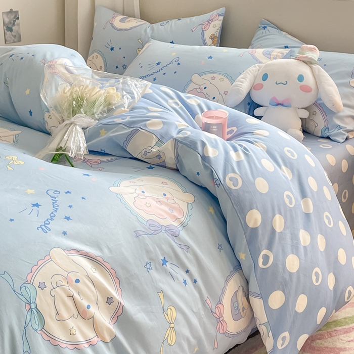 91家纺网 家纺一手货源 找家纺 博雅 2024新款全棉三丽鸥AB版活性印花四件套 玉桂狗