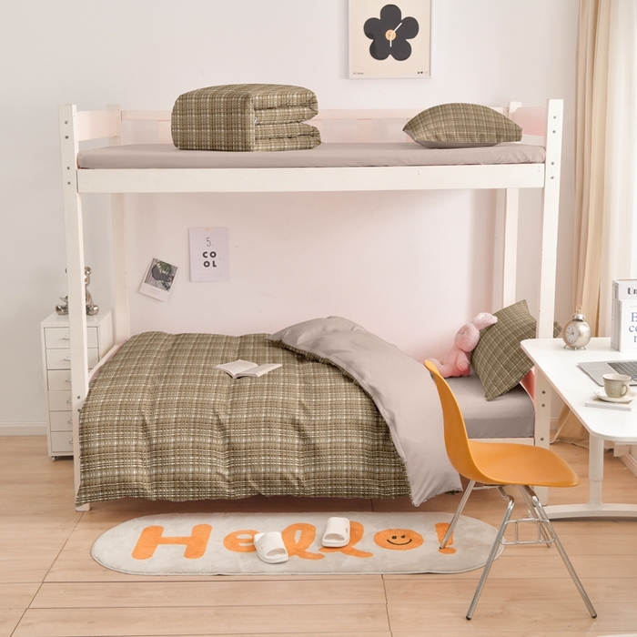 91家纺网 家纺一手货源 找家纺 啊雅家居 床上用品水洗棉印花五件套七件套 日系条格咖