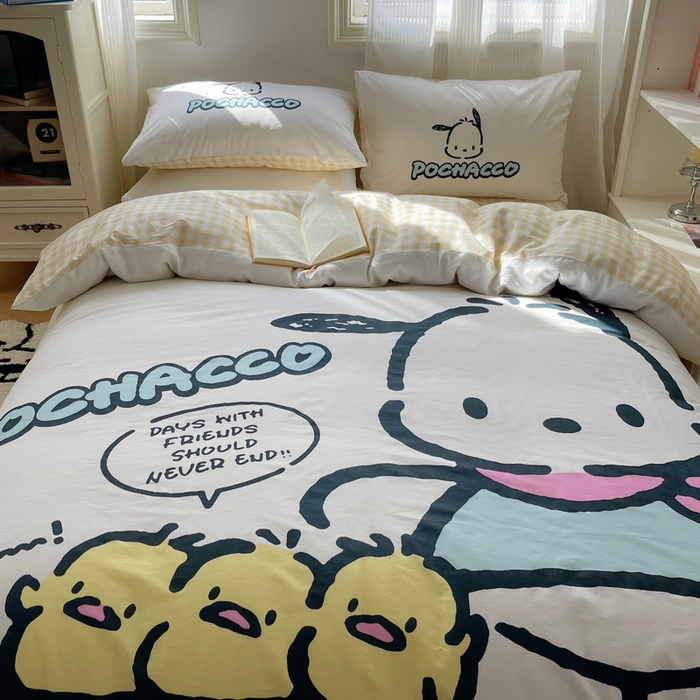 91家纺网 家纺一手货源 找家纺 星座 2025大版全棉三丽鸥四件套 伙伴帕恰狗