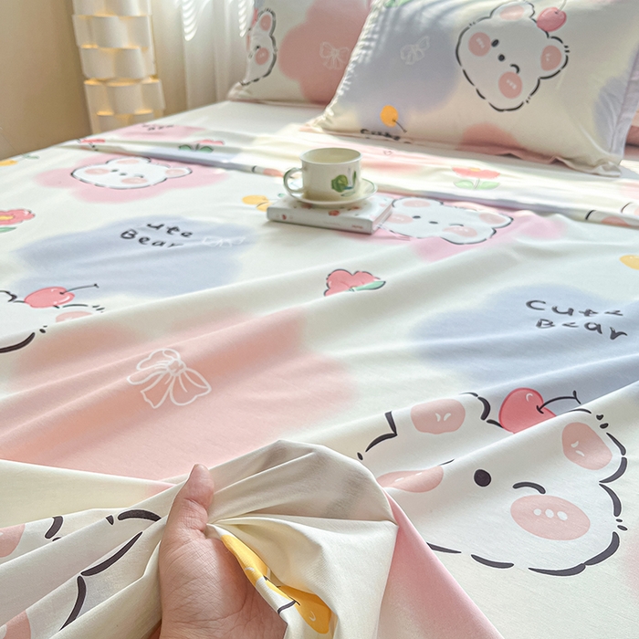 91家纺网 家纺一手货源 找家纺 涵宸家纺 2024新款全棉小清新印花单品套件--单床单 床单-萌萌彩