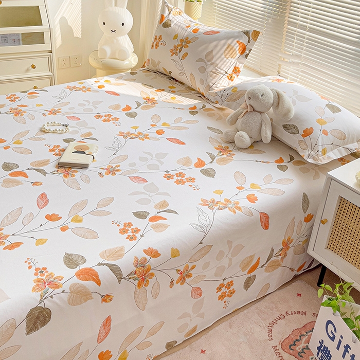 91家纺网 家纺一手货源 找家纺 大柏树 2025新款全棉13376印花四件套系列（可定制）-单床单 浅花悠悠