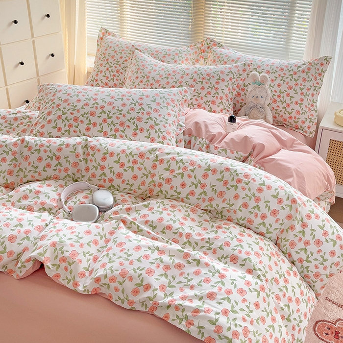 91家纺网 家纺一手货源 找家纺 大柏树 2025新款全棉13376印花四件套系列（可定制）-床单四件套 春晴