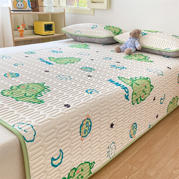 91家纺网 家纺一手货源 找家纺 布卢姆床垫 2025新款A类凉感丝数码印花小版乳胶凉席5mm 可爱恐龙