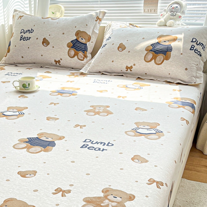 91家纺网 家纺一手货源 找家纺 涵宸家纺 2024新款全棉小清新印花单品套件--单枕套 枕套-布偶熊