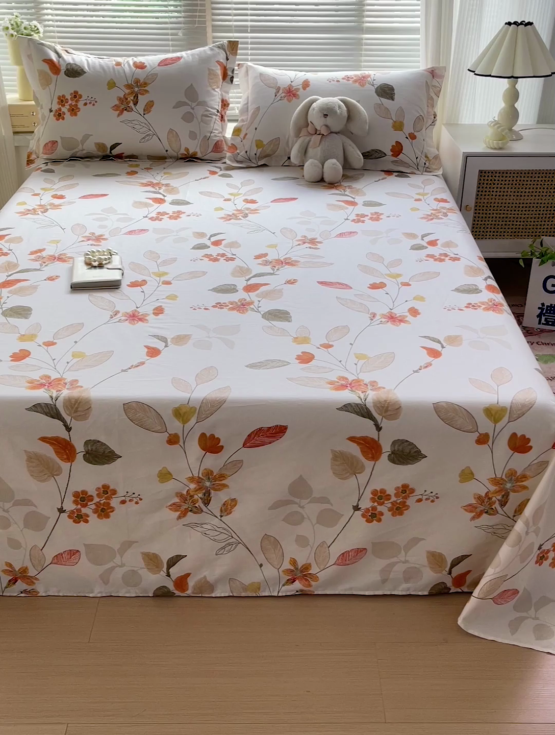 91家纺网 家纺一手货源 找家纺 大柏树 2025新款全棉13376印花四件套系列（可定制）-单床单 浅花悠悠