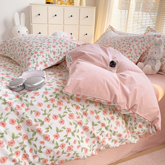 91家纺网 家纺一手货源 找家纺 大柏树 2025新款全棉13376印花四件套系列（可定制）-床单四件套 春晴