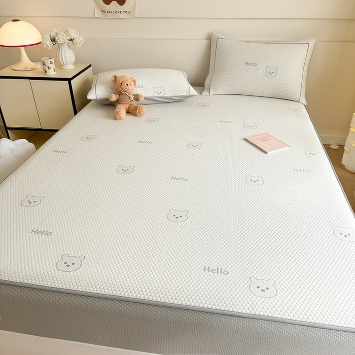 91家纺网 家纺一手货源 找家纺 慕尚家纺 2025新款卡通凉豆豆凉感冰丝席凉席 床笠款-小熊