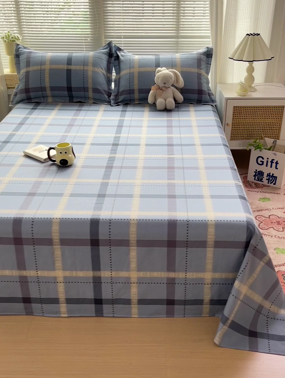 91家纺网 家纺一手货源 找家纺 大柏树 2025新款全棉13376印花四件套系列（可定制）-单床单 卡洛塔-蓝