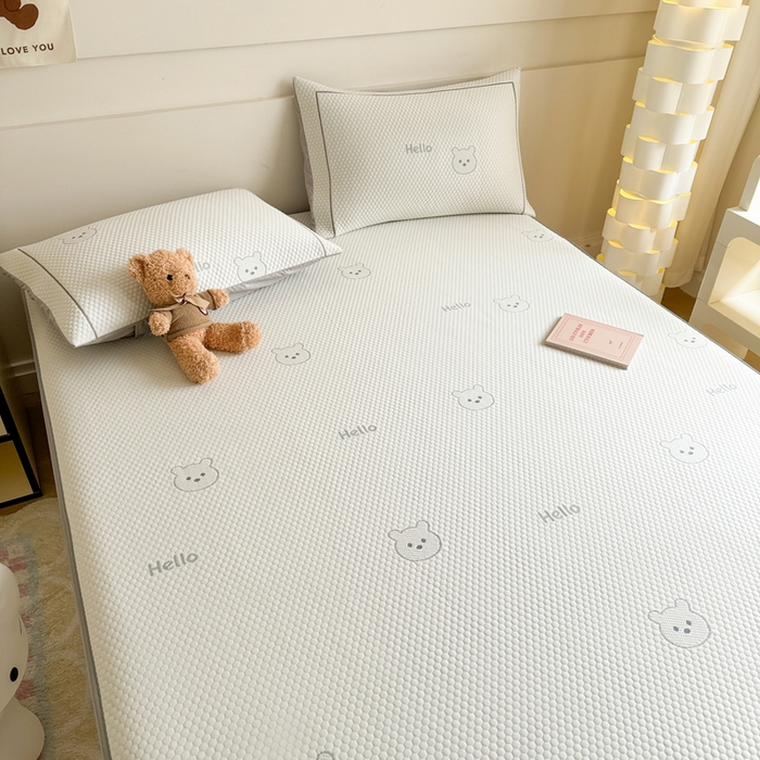 91家纺网 家纺一手货源 找家纺 慕尚家纺 2025新款卡通凉豆豆凉感冰丝席凉席 床笠款-小熊